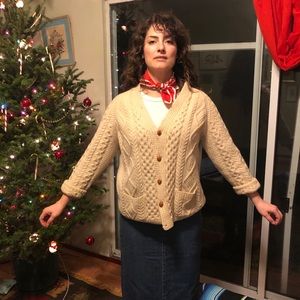Pure wool fisherman cardigan